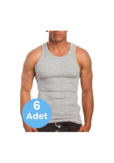 Mood Agenda Erkek Pamuklu Penye Atlet 6'lı Paket Gri