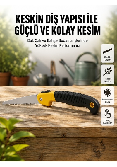 Ergonomik Saplı Katlanabilir Budama Testeresi - Bayi Depom