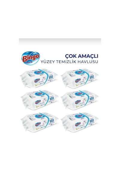 Bingo Beyaz Sabun Katkılı Yüzey Temizlik Havlusu 6 x 96'lı
