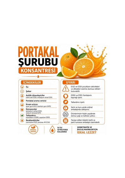 Ori Portakal Aromalı Şerbet Ve Buzlaş Konsantre Şurubu 6 Kg