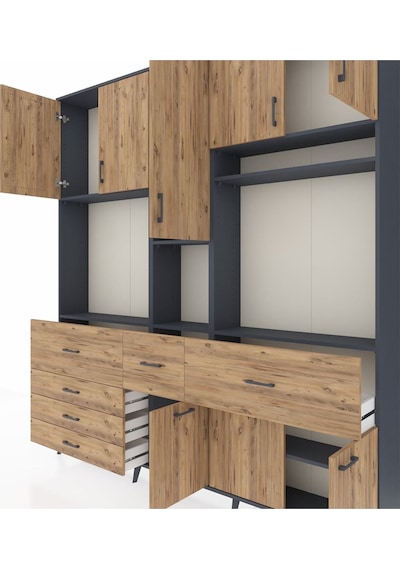 Arges Dolap 10 Raflı 6 Çekmeceli 8 Kapaklı 220x30x243 Antrasit-çam/çam Atlas Çam/atlas Çam Arges Dolap 10 Raflı 6 Çekmeceli 8 Kapaklı 220x30x243 Antrasit-çam/çam Atlas Çam/atlas Çam