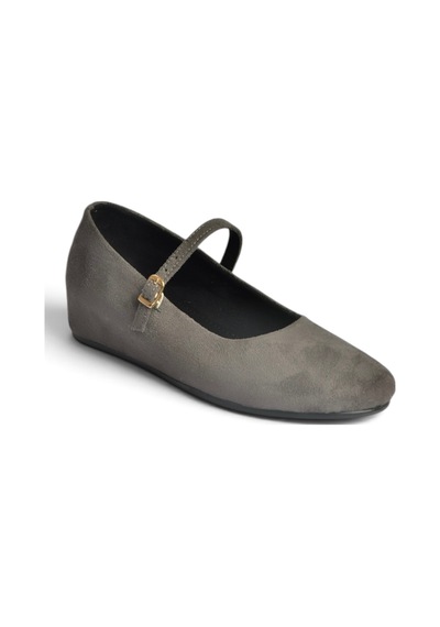 Fox Shoes Y250770702 Gri Süet Alçak Dolgu Tabanlı Kadın Ayakkabı