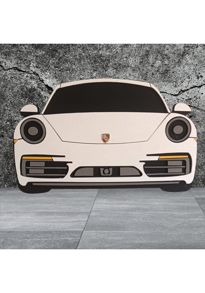 Porsche Araba Duvar Süsü Strafor Tablo Duvar Aksesuarı Strafor Tablo Beyaz