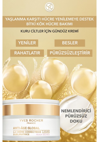 Yves Rocher Gündüz Kremi-kuru Cilt-e Vitamini-yaşlanma Karşıtı Bitki Kök Hücre Bakım /anti Age Global 50 Ml