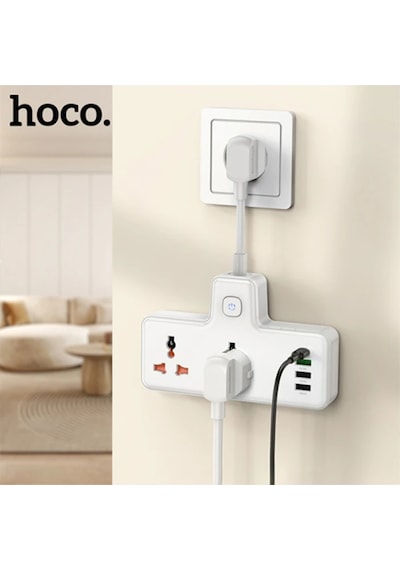 Hoco Ac12a 2500w 2 Priz + 3 Usb + 30w Type-c Multifonksiyonel Priz Çoğaltıcı Şarj Aleti- 5775