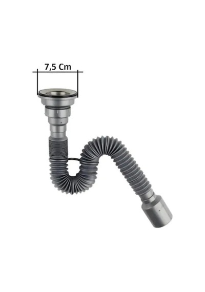 Lavabo Sifonu Paslanmaz Lüx Körüklü Evye Donao 50 mm Gri