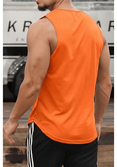 Genius Store Erkek Sporcu Atleti Sıfır Kol Tişört Fitness Gym Antrenman Tişörtü Ter Tutmayan Atlet Sıfırkol-2026 Turuncu