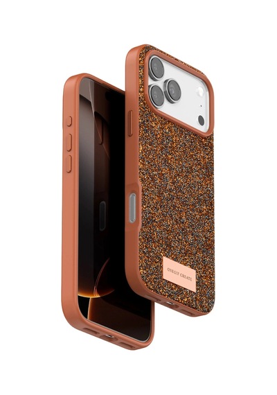 Apple Uyumlu iPhone 17 Pro Bright Simli Kapak Turuncu
