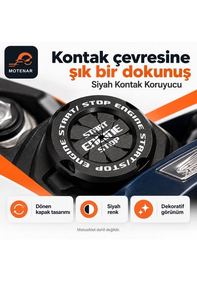Motenar Siyah Motosiklet Kontak Koruyucu Dönen Kapak