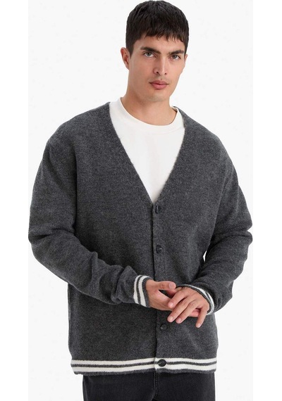 Defacto Relax Fit V Yaka Triko Hırka F3832ax25wnar4 Antrasit