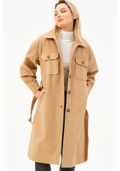 Z6777 Dewberry Bayan Palto-camel-camel