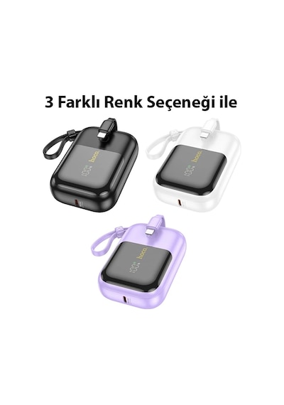 Hoco Q20 Fountain 10000mah 22.5w + Pd20w Dijital Göstergeli Kablolu Powerbank Beyaz Mh-hs8164377835