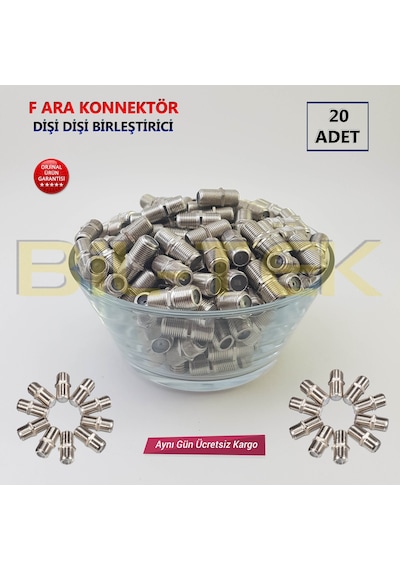 F Ara Konnektör - Dişi - Dişi Kablo Birleştirici 20 Adet
