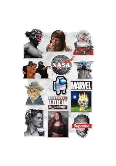 Aesthetic Temalı Laptop Notebook Tablet Sticker Seti 14 Adet Abanoz