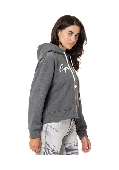 Cipo & Baxx Kadın Basic Grafik Baskılı Uzun Kollu Sweatshirt Wl351 Antrasit