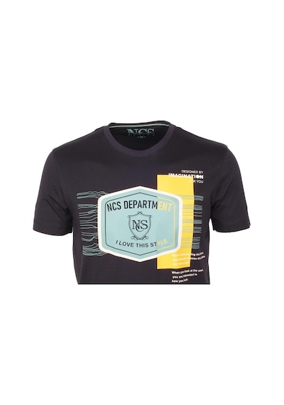 Ncs Siyah Bisiklet Yaka Slim Fit Dar Kesim Baskılı T-shirt 1216-siyah Siyah
