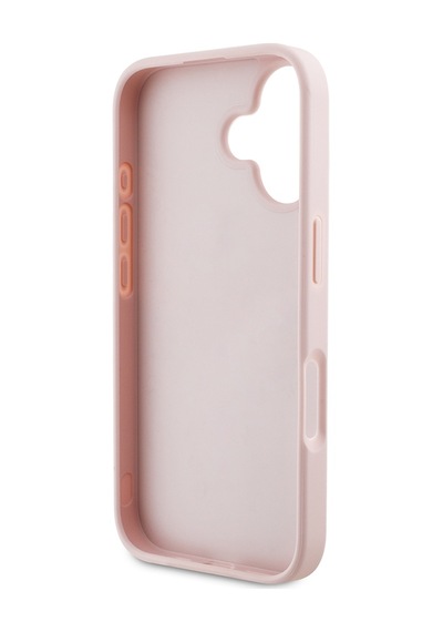 Apple Uyumlu iPhone 16 Kılıf Guess Lisanslı Gül Baskılı Büyük Metal Logo Dizaynlı Kapak Pembe