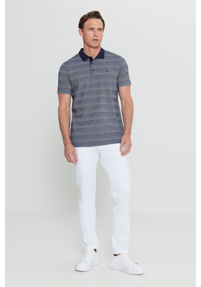 AC&Co / Altınyıldız Classics Erkek Lacı Pamuklu Slim Fit Dar Kesim Polo Yaka Jakarlı Tişört Lacı