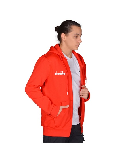Diadora İmola - Erkek Kırmızı Pamuklu Tam Fermuarlı Sweatshirt Kırmızı