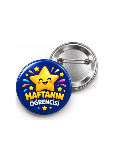 Haftanın Öğrencisi - Lacivert Yıldız - 58mm Rozet Çok Renkli