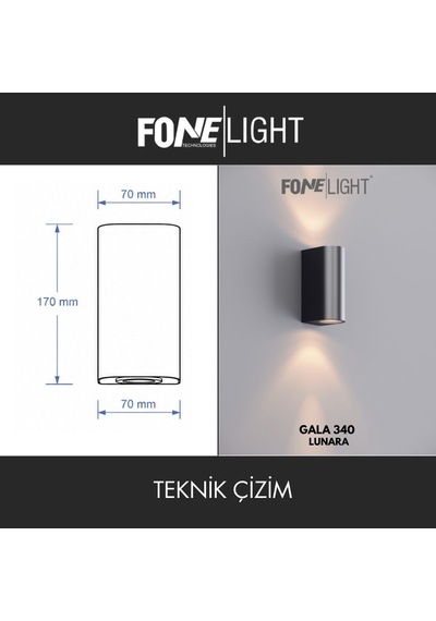 FoneLight Lunara 17 cm LED Duvar Apliği Antrasit Alüminyum IP65 Dış Mekan Bahçe Cephe Aydınlatması GALA340 - SEO uyumlu