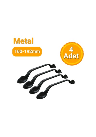 4 Adet Aras Mat Siyah Metal Mobilya Kulpu 160mm - 192mm Mat Siyah