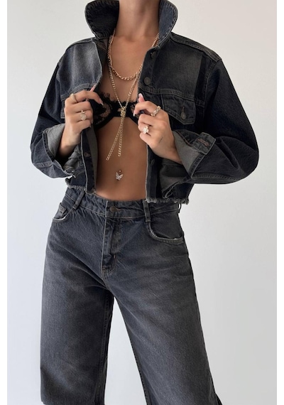 Lacarino 7650 Baggy Flare Kadın Jean Pantolon Brown Tint
