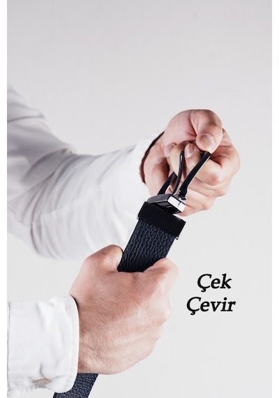 Parscraft Hakiki Deri Çift Taraflı Erkek Kemer 4 Cm Lacivert - Siyah Lacivert