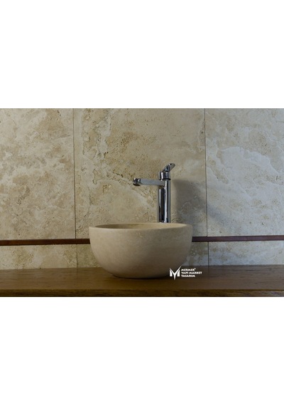 Traverten Yuvarlak Mini Lavabo