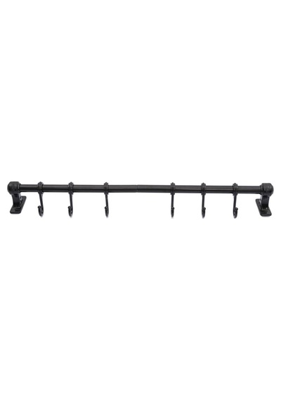 Duvara Monte Edilen 6 Kancalı Fincan Ve Kaşık Askısı Siyah 50cm Metal Gri Diğer