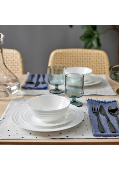 Ikea Favorısera Temperli Opal Cam 4 Kişilik 12 Parça Yemek Takımı 15-25 Cm Beyaz Yuvarlak