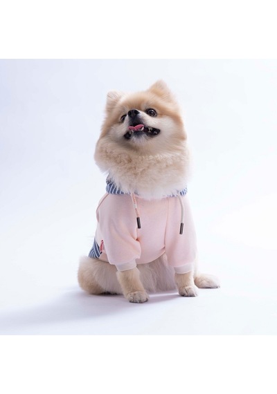 Pembe Sera Stripe Köpek Hoodie Köpek Sweat Köpek Kıyafeti Kedi Kıyafeti
