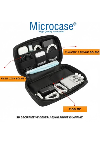 Microcase Su Geçirmez 6 Bölmeli Kablo Ve Kişisel Eşya Organizeri Al5421