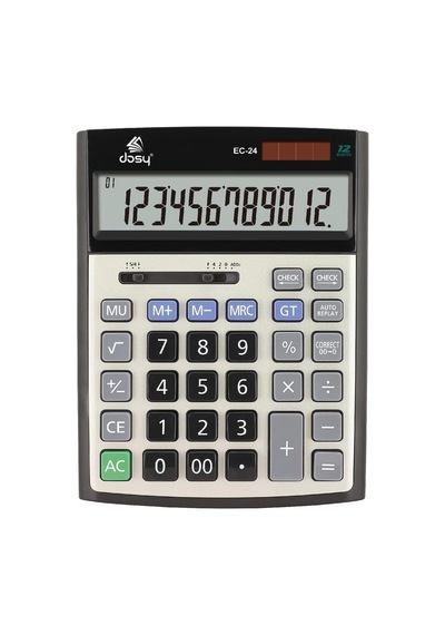 Ec-24 12 Hane Büyük Boy Masaüstü Hesap Makinesi, Sessiz Ergonomik Tuşlar, Check & Correct Özelliği Genel