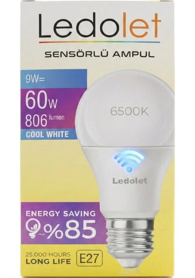 Ledolet 9w 60w E27 Hareket Sensörlü Led Ampul Beyaz - 6500k