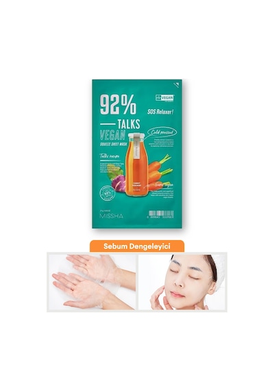 Missha Talks Vegan Squeeze Sheet Mask Hassas Ciltler içinKarşıtı Vegan Yaprak Maske - Sos Relaxer