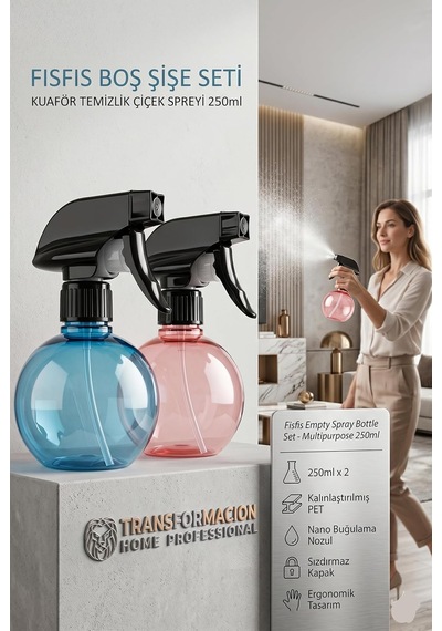 Transformacion 2'li 250 Ml Kuaför Temizlik Çiçek Spreyi Fısfıs Boş Şişe Seti 711683