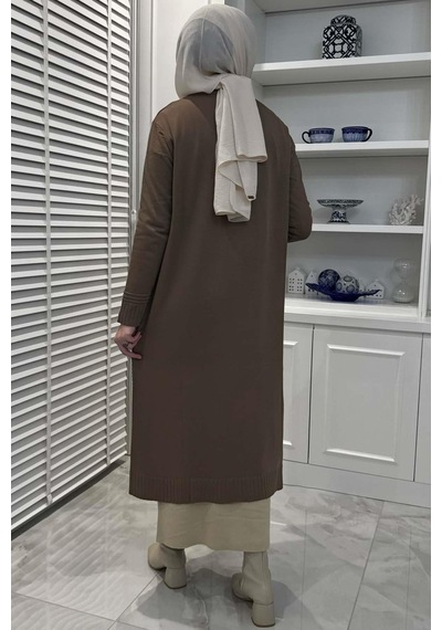 Rabia Şamlı Manolya Sütlü Kahve Triko Hırka Normal