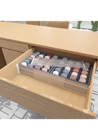Şura Mutfak Akrilik Ayarlanabilir Çekmece Düzenleyici Organizer, 8 Parça Set, 30 X 50 Cm, Şeffaf, Çekmece İçi D Diğer