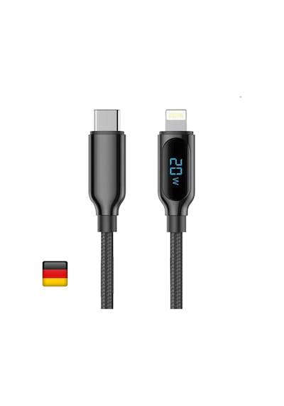 Woyax By Deji Apple iPhone Uyumlu 6 7 8 X XS 11 12 13 14 Pro Max Plus - Type-C Örgülü Dijital Göstergeli Şarj Kablosu