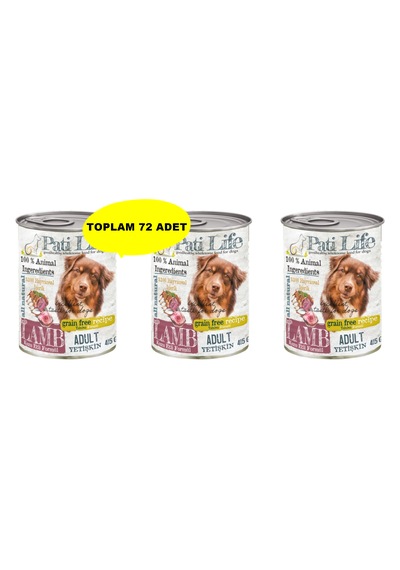 Patilife Yüksek Proteinli Kuzu Etli Konserve Mama 415 Gr 72 Adet