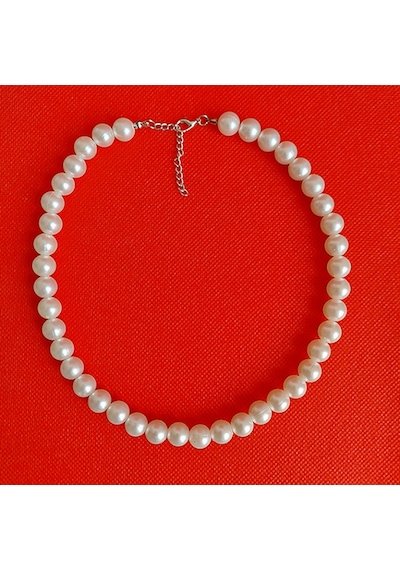 Klasik Choker İnci Kolye Beyaz 40 Cm