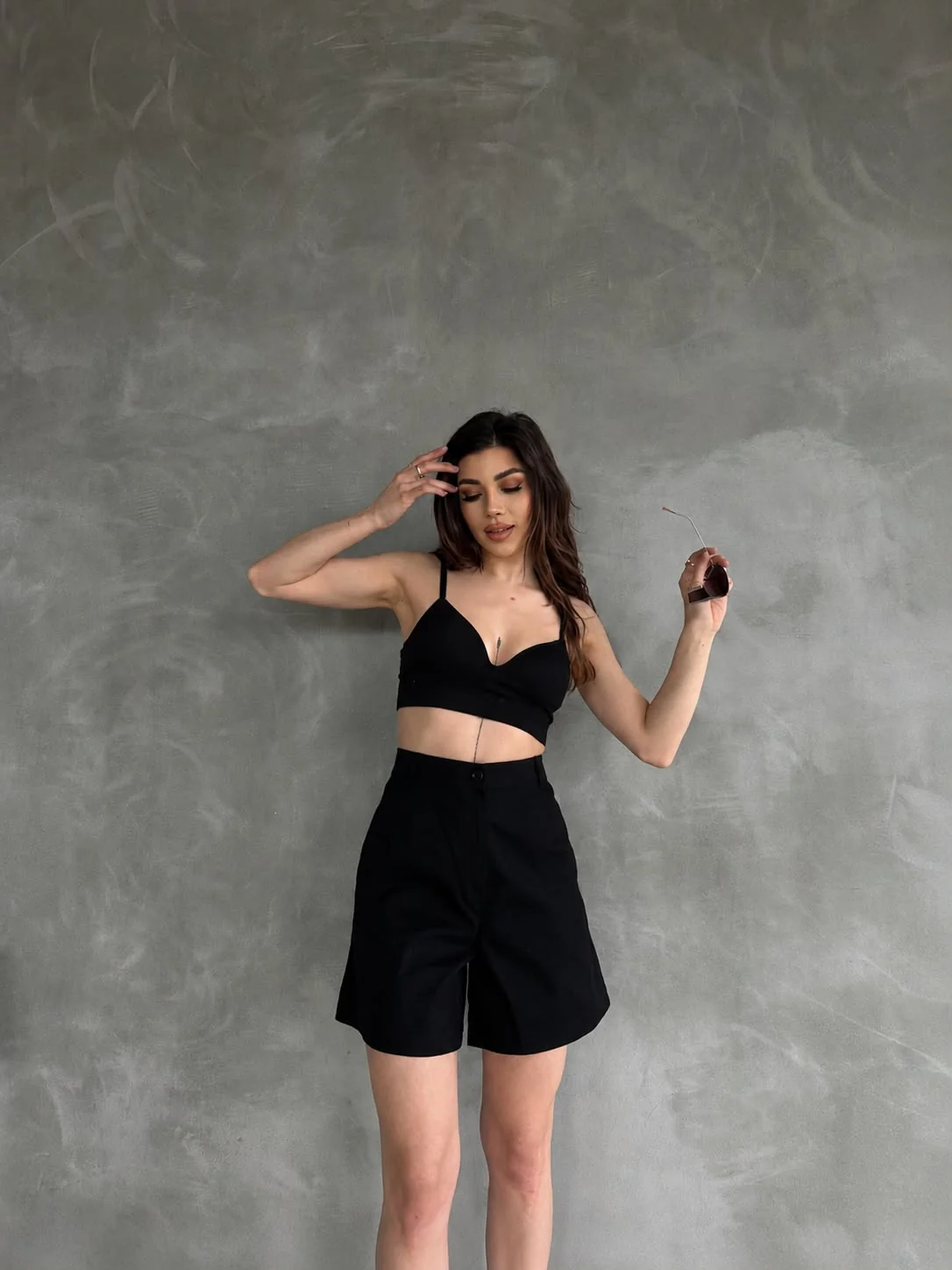 Nido Moda Geniş Paçalı Mom Şort Siyah