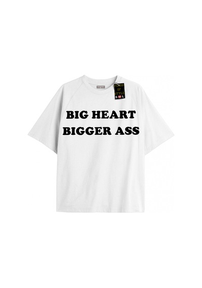 Tarzsokak Beyaz Oversize T-shirt Bıg Heart Bıgger Ass Özel Tasarım