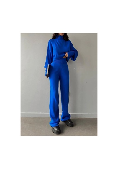 Munora Butik Parmak Geçmeli Yüksek Bel Triko Siyah Takım Mavi mavi