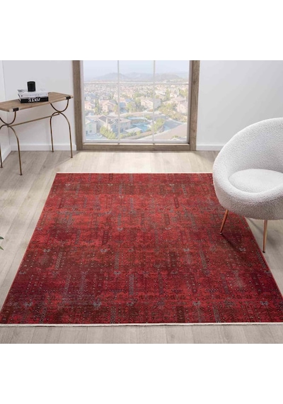 Canlı Bordo Kırmızı Otantik Ağaç Motifli Vintage Halı - Nk0258ba Bordo - Kırmızı