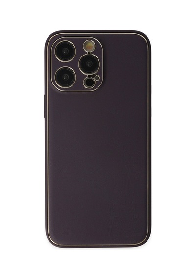 Apple iPhone Uyumlu 13 Pro Max Kılıf Coco Deri Silikon Kapak - Derin Mor Bzsxx00 1
