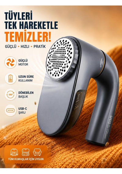 Şarjlı Tüy Toplama Makinesi 9000 Rpm, 2000mah Usb-c Şarjlı Kumaş Tüy Temizleyici, 180 Katlanabilir Başlık, 2 Diğer