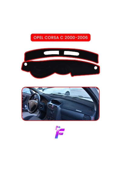 Opel Corsa C 2000-2006 Torpido Örtüsü Güneşten Korur Kolay Montaj Tam Uyum Tam Koruma T39 Kırmızı