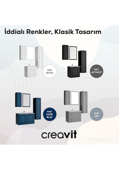 Creavit Kayra Lavabo Dolabı Kapaklı 100cm Mat Antrasit Mat Antrasit Creavit Kayra Lavabo Dolabı Kapaklı 100cm Mat Antrasit Mat Antrasit